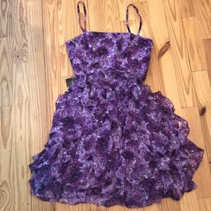 NWT White House Black Market Purple Ruffle Dress